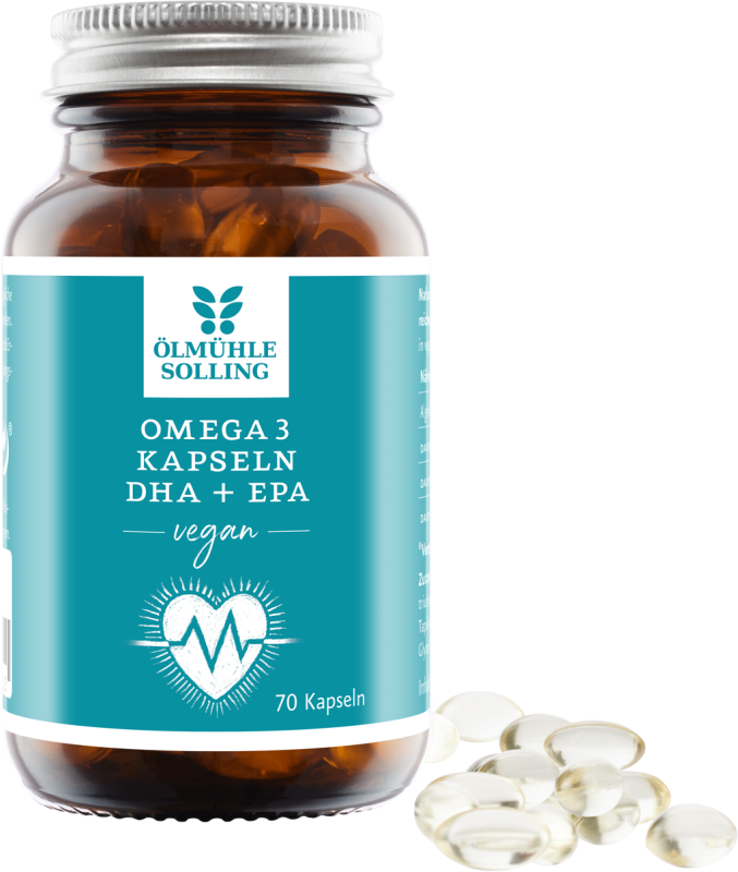Omega-3-Kapseln mit DHA und EPA aus Algenöl